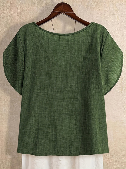 Damen Asymmetrische Tunika Bluse mit Knopfdetail und weitem Schnitt – Stilvolles Freizeit- und Büro-Outfit