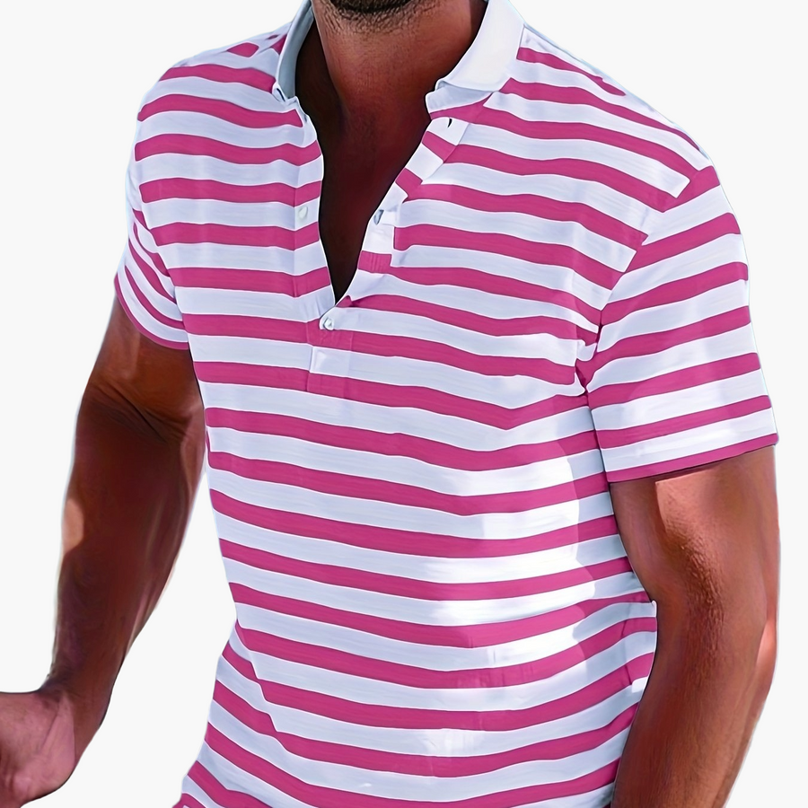 Herren Poloshirt im maritimen Streifen-Look – Perfekt für Freizeit & Segelausflüge