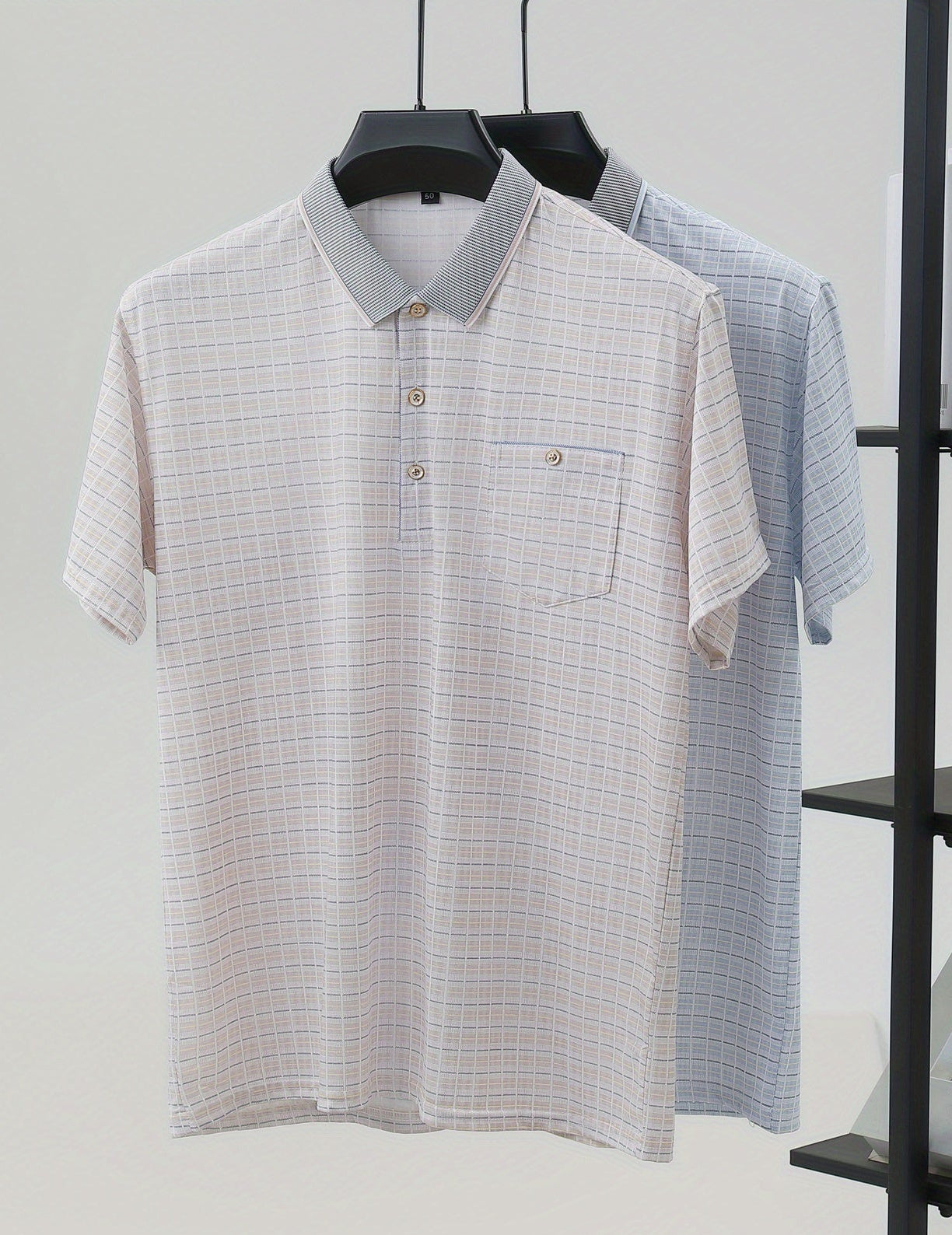 Herren Polohemd Kariert Modern Business Casual