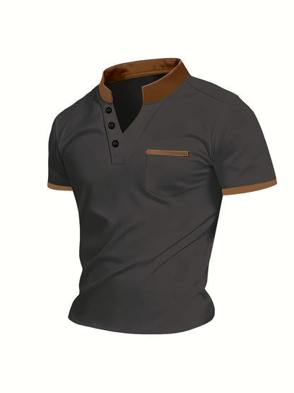 Herren Poloshirt mit Stehkragen und Brusttasche – Moderner Freizeitstil für jeden Anlass