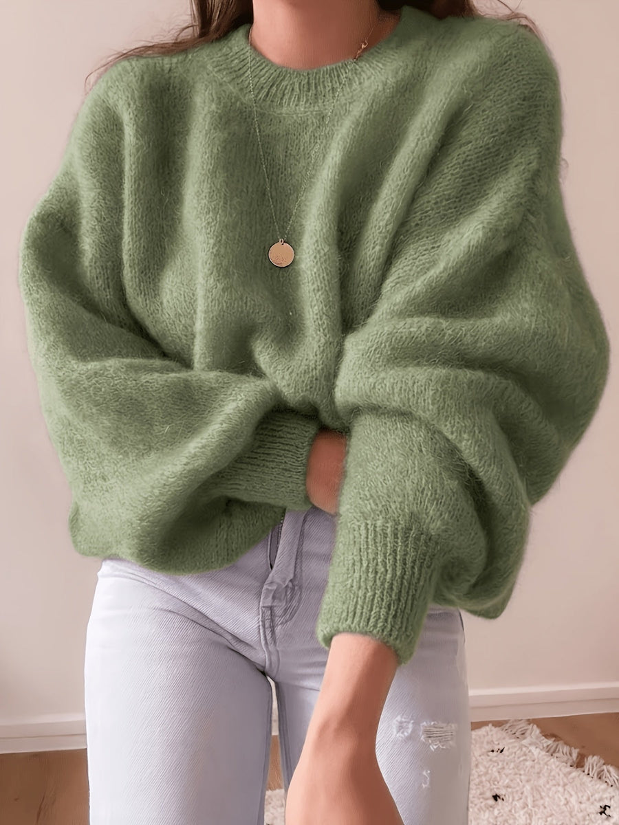Damen Pullover Oversize Grobstrick Weitärmlig Rundhals – verschiedene Farben