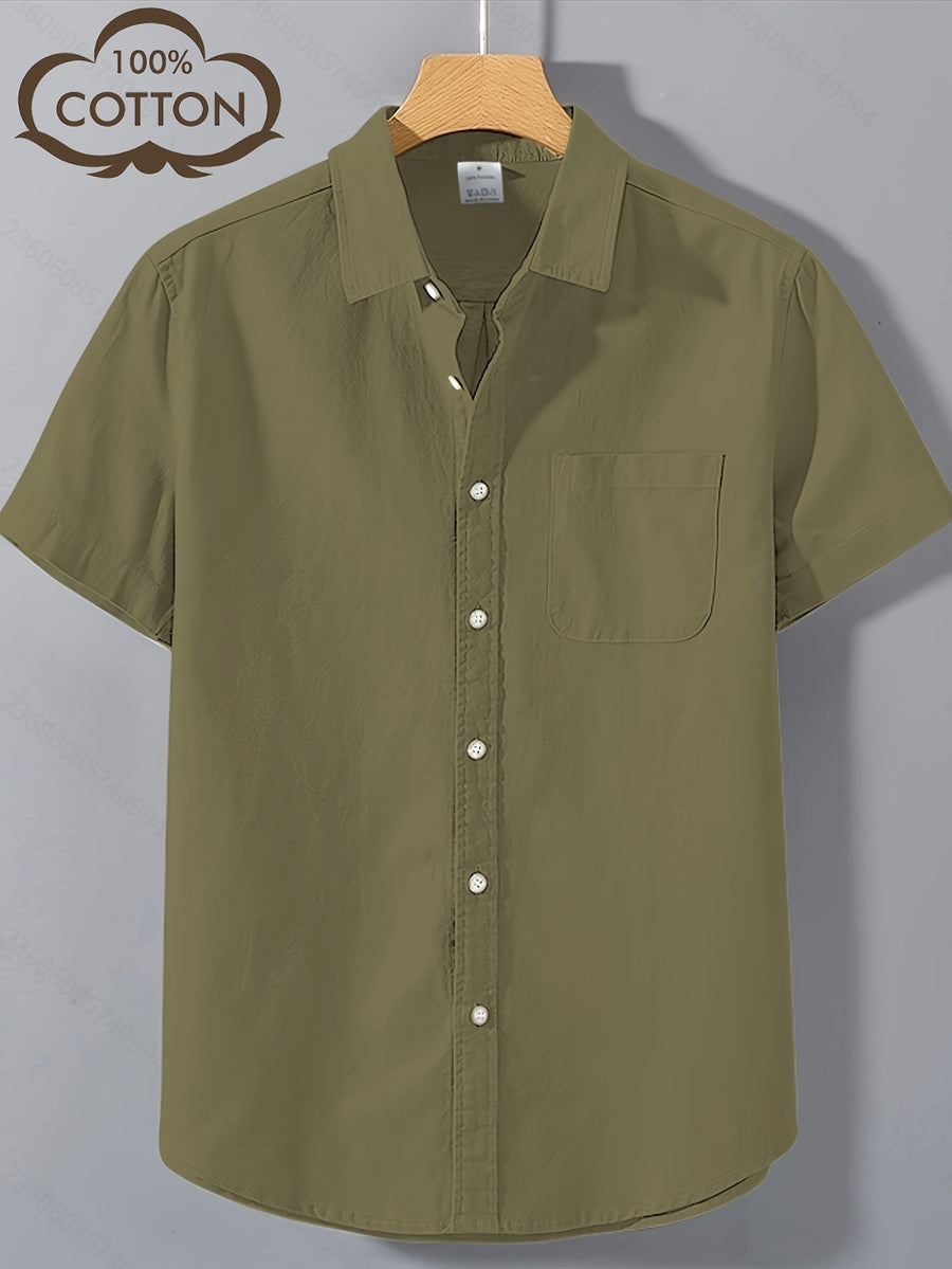 Herren Kurzarm Freizeithemd mit Brusttasche – Klassisches Button-Down Design für Büro und Alltag