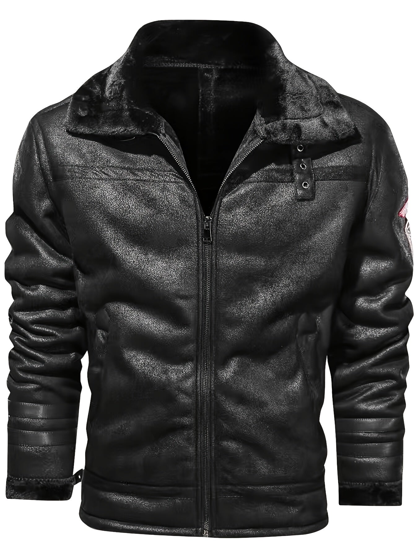 Herren Pilotenjacke mit Fellkragen und Reißverschluss