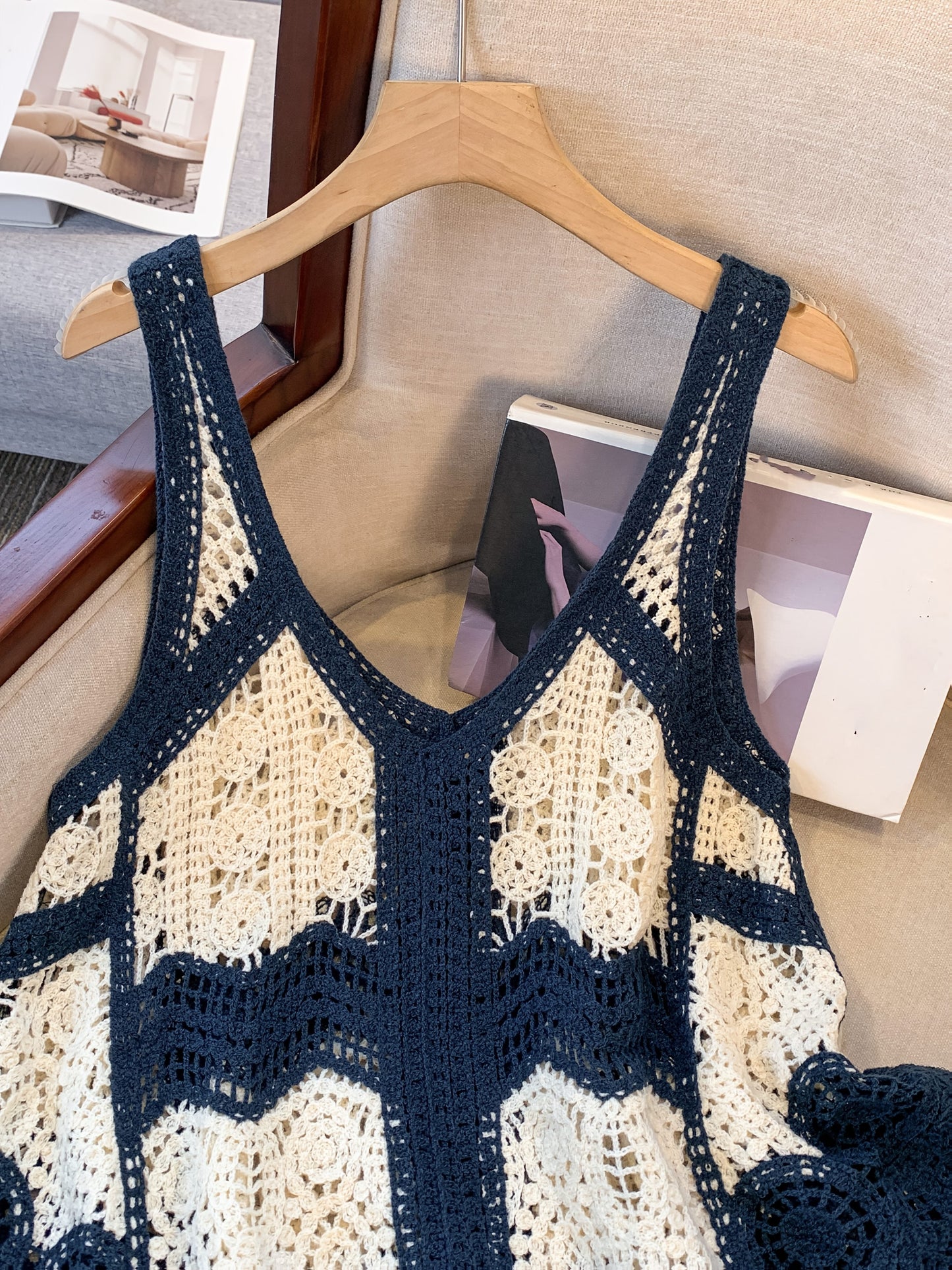 Damen Boho Häkel-Top im Vintage Stil – Ärmelloses Oberteil für kreative Sommer-Looks