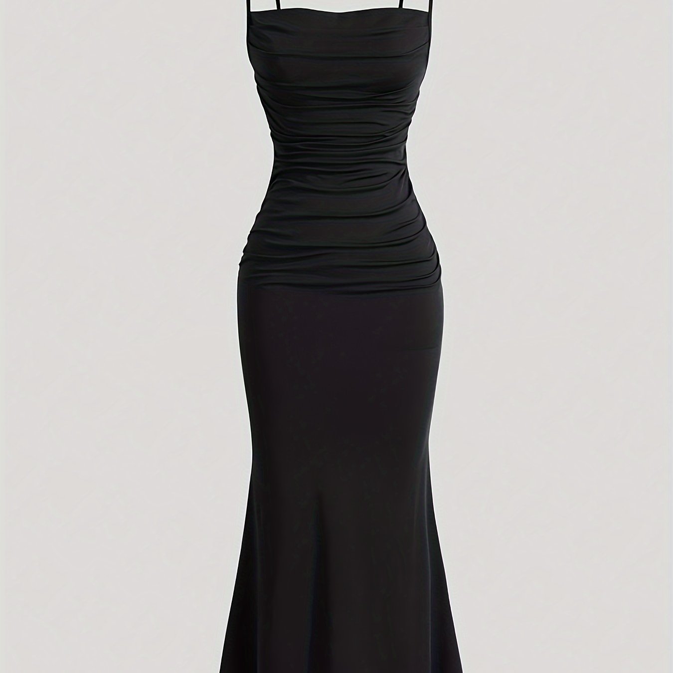 Damen Abendkleid mit Raffungen und Spaghettiträgern – Elegantes Maxikleid für festliche Anlässe