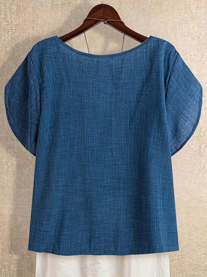 Damen Asymmetrische Tunika Bluse mit Knopfdetail und weitem Schnitt – Stilvolles Freizeit- und Büro-Outfit