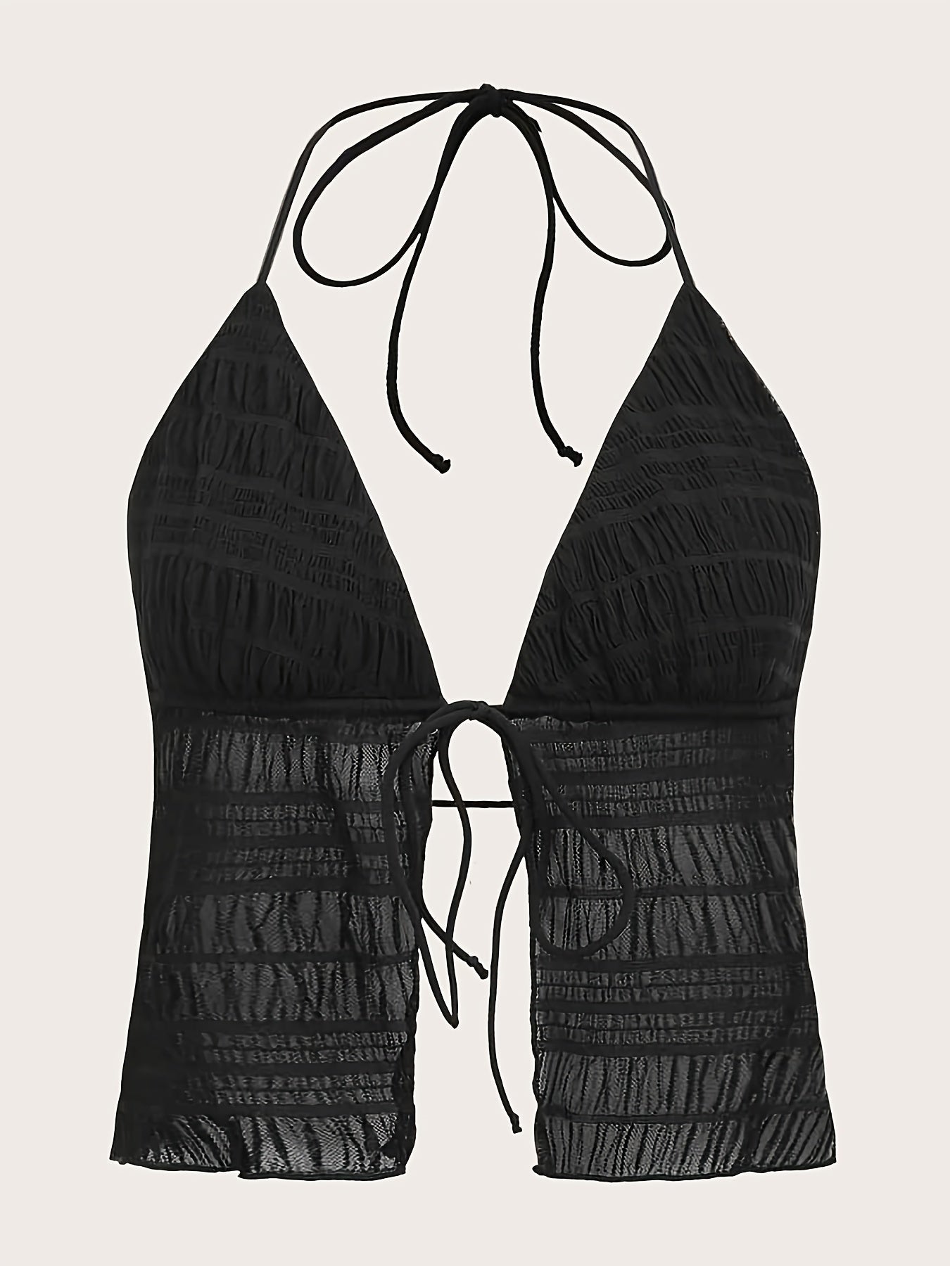 Damen Halterneck Camisole Top mit Raffung und Bindeband – Modisches Party- und Ausgehoberteil