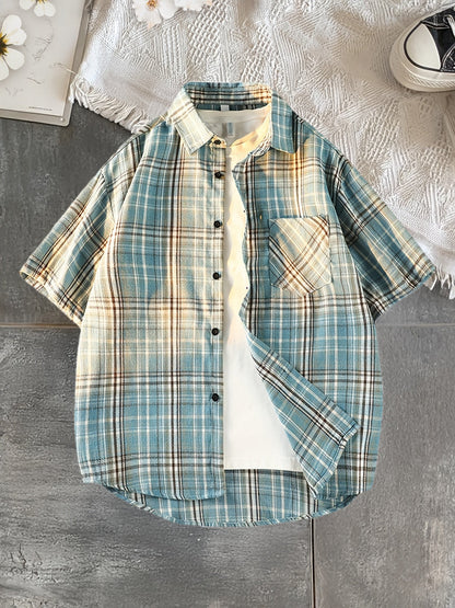 Herren Kurzarm Freizeithemd im Karo-Design – Lässiger Button-Down Stil für Alltag und Freizeit