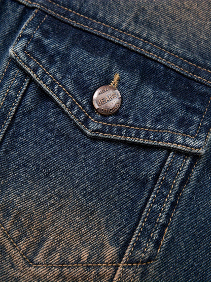 Jeansweste ärmellos in Used-Optik mit Fransen