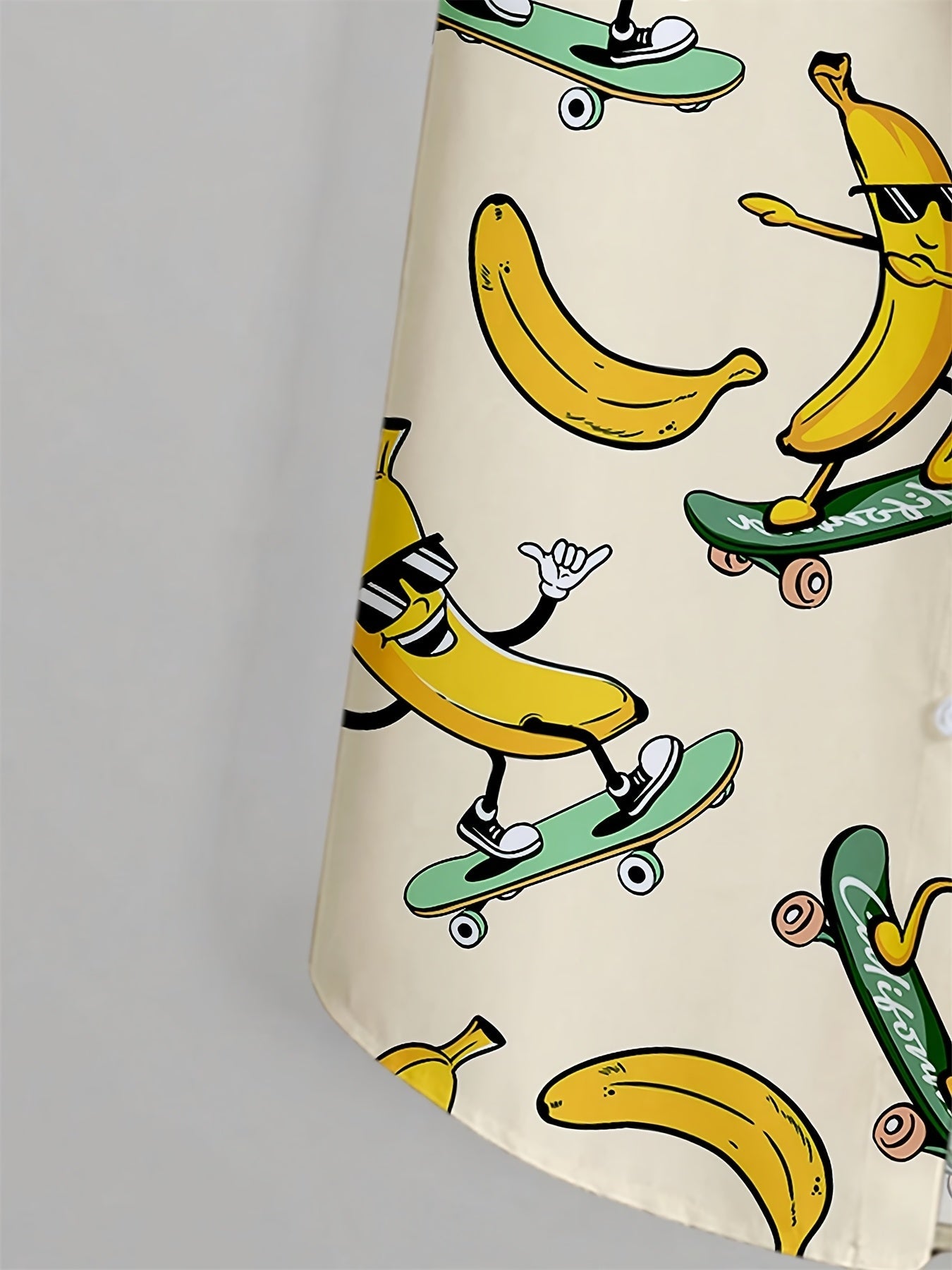 Herren Freizeit Hemd mit Skateboard-Banane Cartoon Print – Kurzarm, Lustiger Stil für Alltag & Party