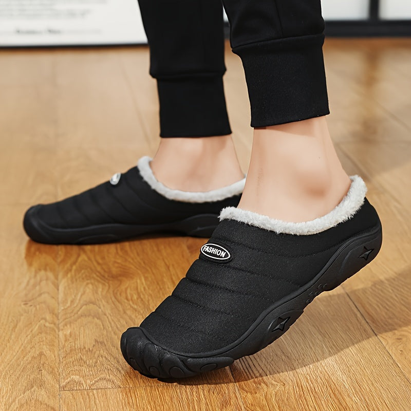 Unisex Winter Pantoffel gesteppt mit warmer Fütterung rutschfeste Sohle