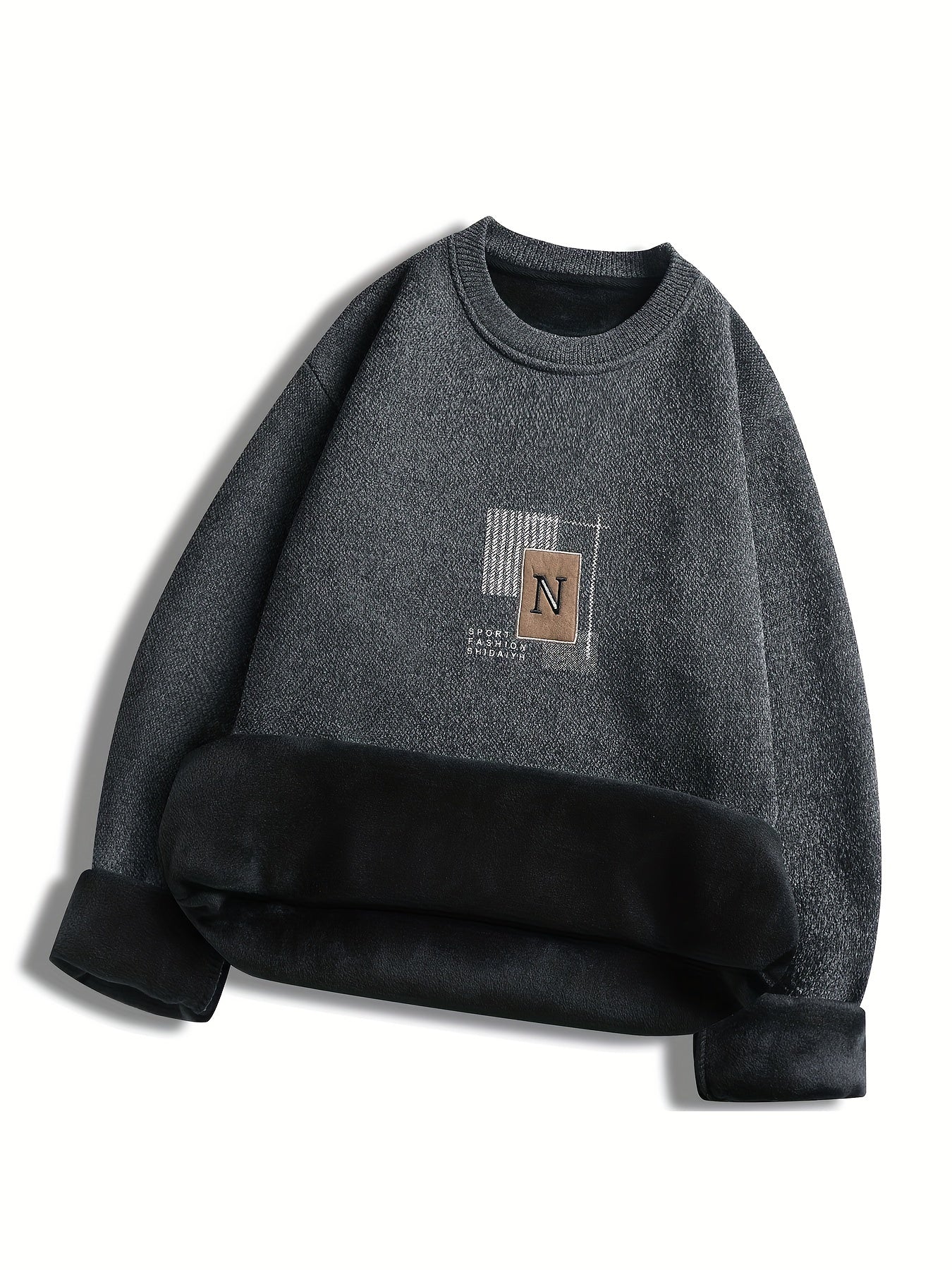 Unisex Langarm Sweatshirt Pullover mit Rundhalsausschnitt und Innenfutter