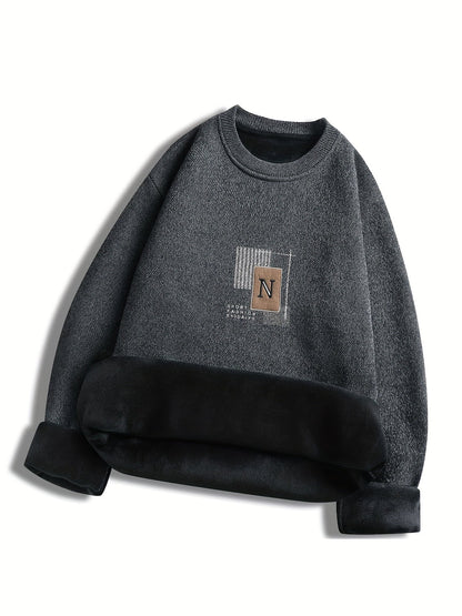 Unisex Langarm Sweatshirt Pullover mit Rundhalsausschnitt und Innenfutter