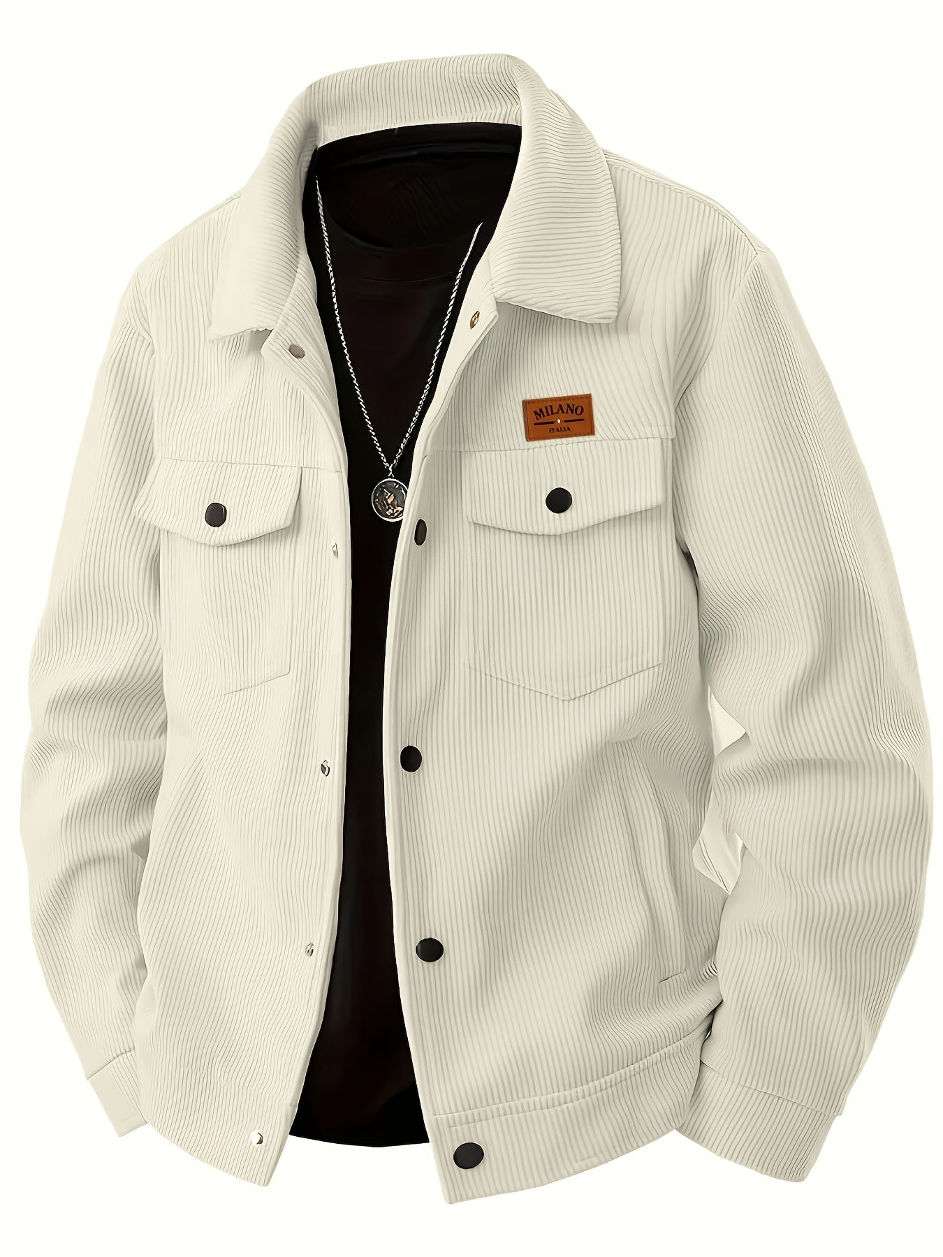 Herren Cordhemd Jacke Freizeit Übergangsjacke mit Knopfleiste & Brusttaschen