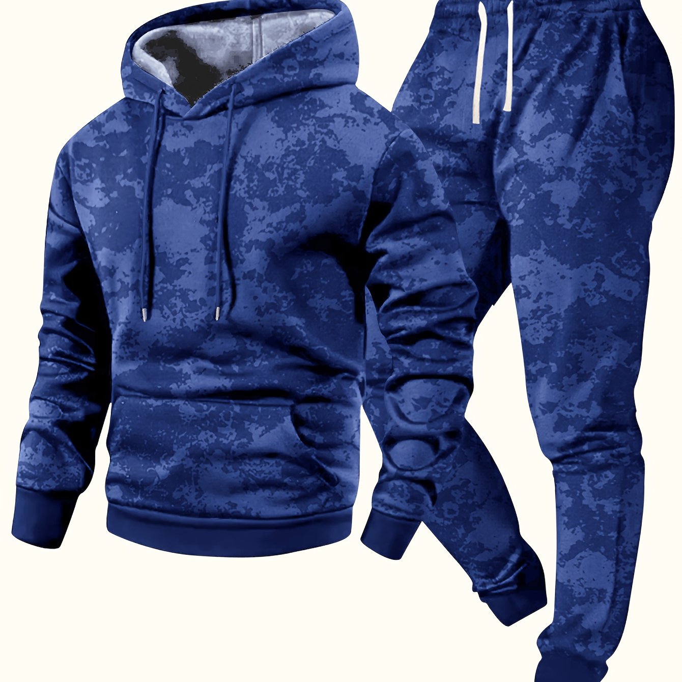 Herren Jogginganzug mit Kapuze, Camouflage-Muster, Schwarz