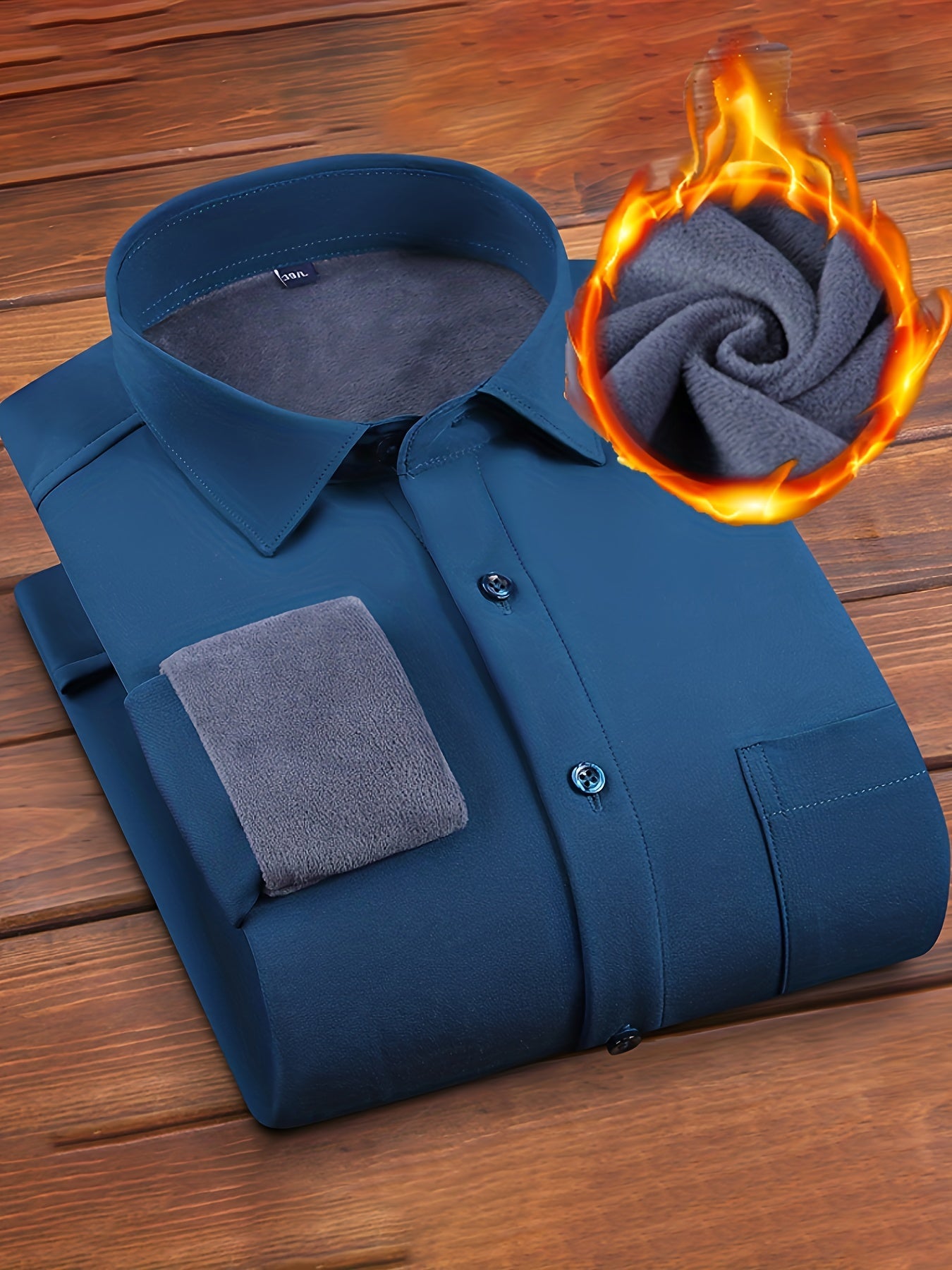 Herren Hemd langärmlig warm gefüttert Winterhemd Freizeithemd mit Brusttasche