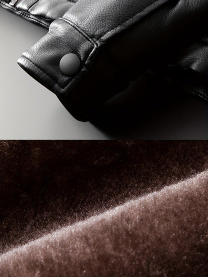 Herren Winterjacke Schwarz mit Kragen und weichem Innenfutter
