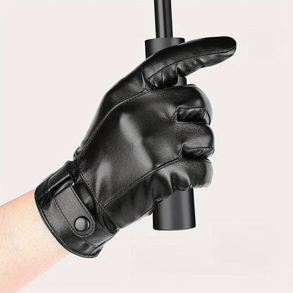 Unisex zwarte handschoenen met riem