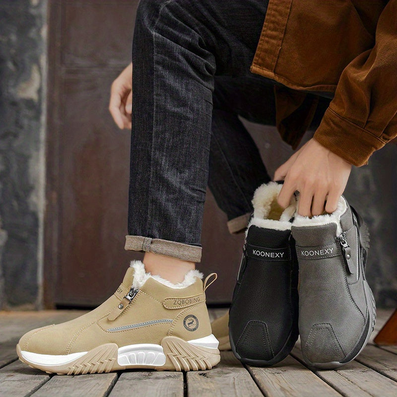Unisex Winterstiefel gefüttert mit Reißverschluss – Grau, Schwarz, Khaki