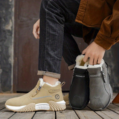 Unisex Winterstiefel gefüttert mit Reißverschluss – Grau, Schwarz, Khaki