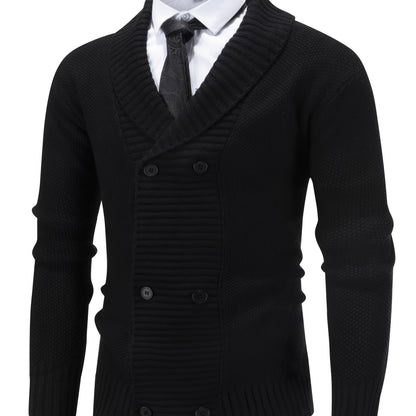 Herren Strickjacke gefüttert mit Schalkragen, Zweireiher, Cremeweiß