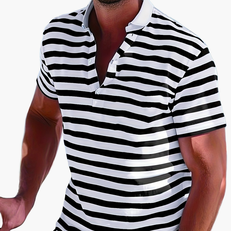 Herren Poloshirt im maritimen Streifen-Look – Perfekt für Freizeit & Segelausflüge