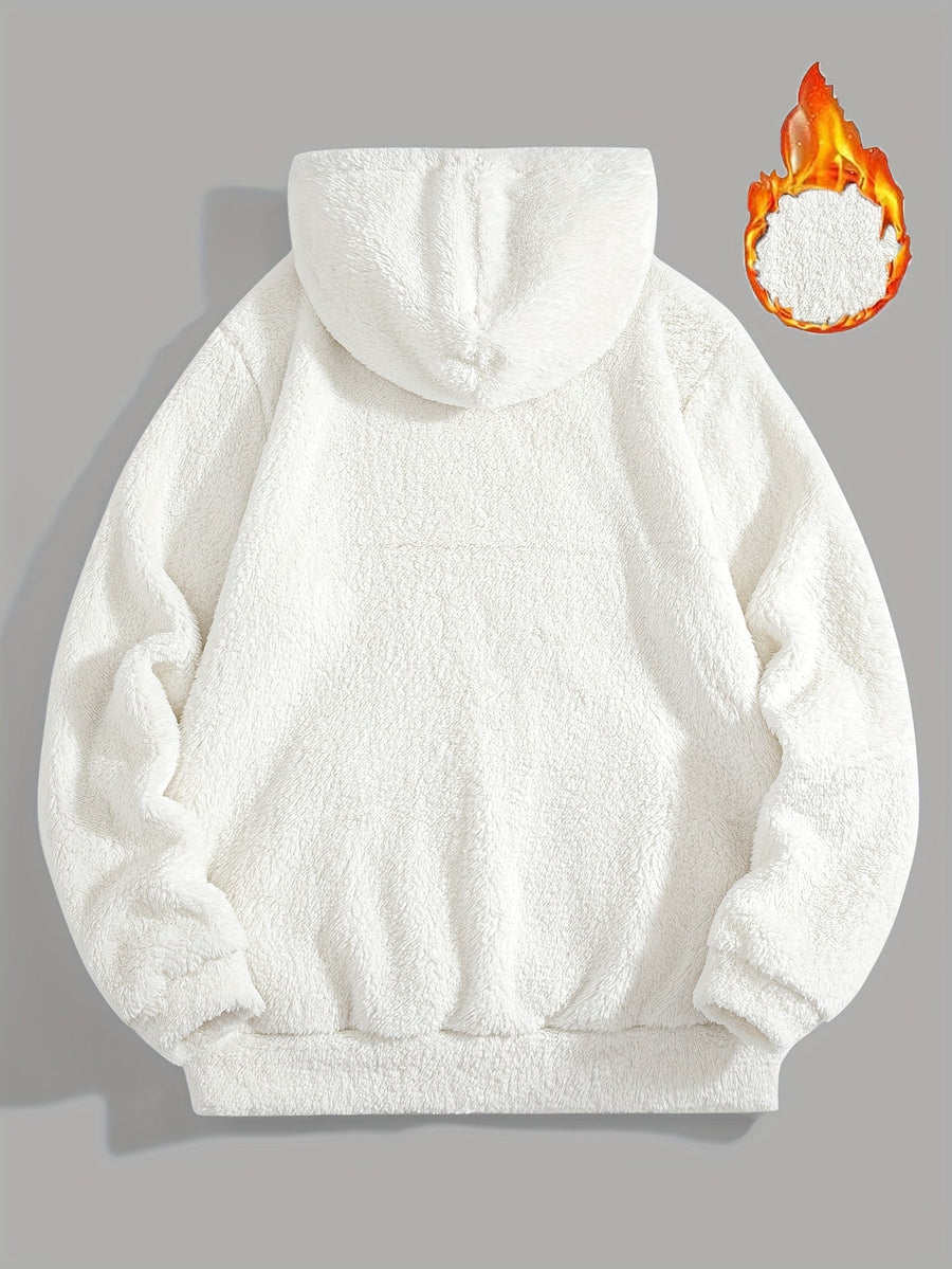 Unisex Teddy Hoodie Plüsch-Pullover mit Kapuze und Kängurutasche