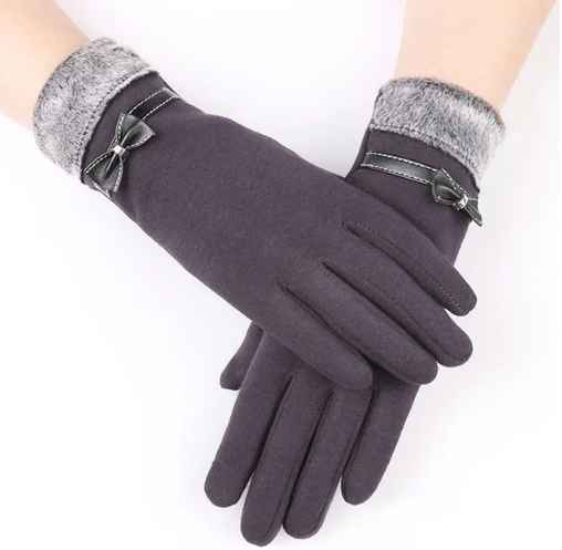Damen Winterhandschuhe mit Kunstfellbesatz & Touchscreen-Funktion