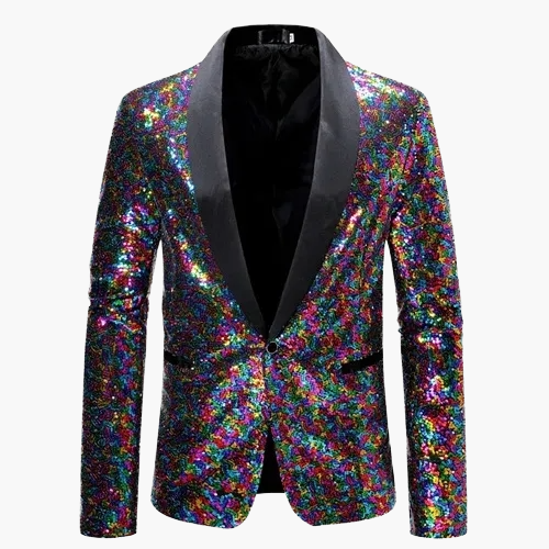 Herren Luxus Pailletten Sakko – Eleganter Party- und Bühnenblazer im modernen Design