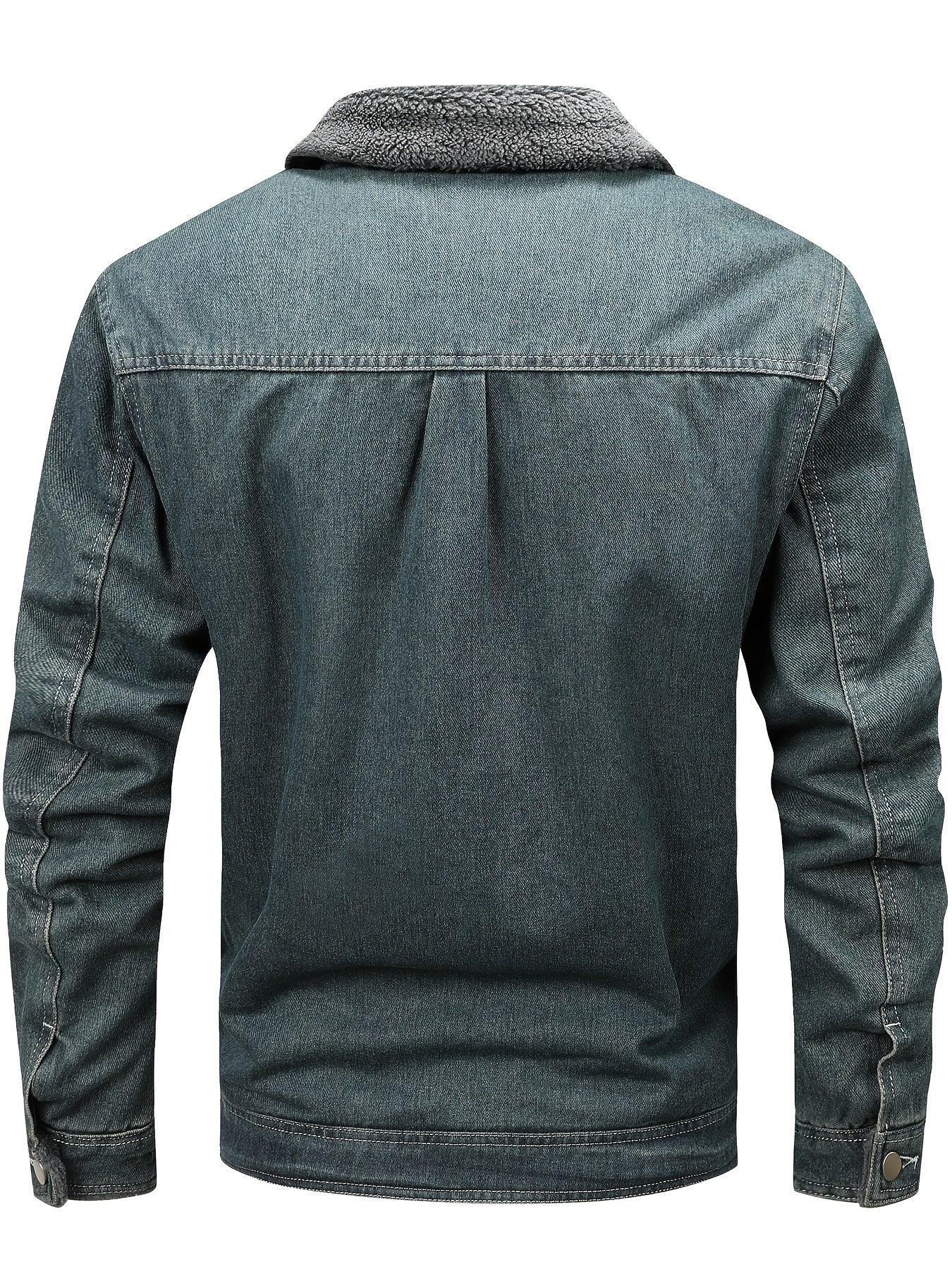 Herren Winterjacke Jeansoptik Warm Gefüttert Schwarze/Graue/Blaue Jacke mit Teddyfutter