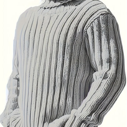 Rollkragen Strickpullover für Herren, Grobstrick, langärmelig, unifarben