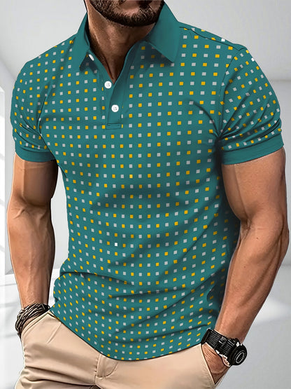 Herren Poloshirt mit modernem geometrischem Muster – Stilvolles Freizeit- und Business-Outfit