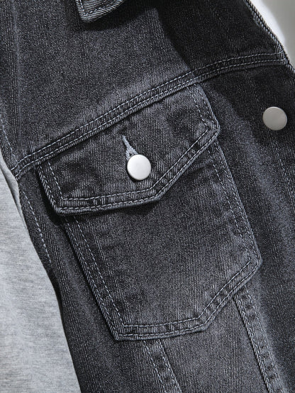 Herren Jeansjacke mit Kapuze und langen Ärmeln