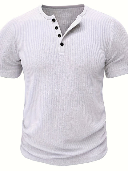 Herren Henley T-Shirt Kurzarm Gerippt Freizeitshirt – Stilvoll für Alltag und Freizeit
