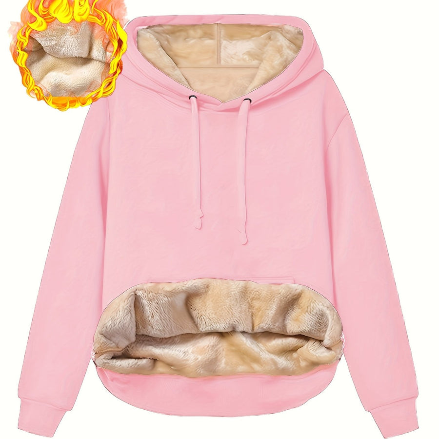 Unisex Hoodie mit Kapuze und Plüschfutter – Warmer Winter Pullover mit Kängurutasche