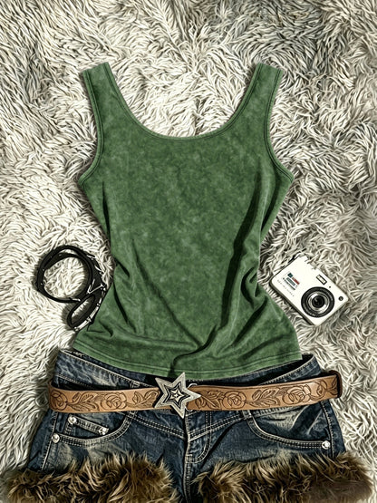 Damen Vintage Tanktop mit Spiral-Print – Retro Style für Festivals und Freizeit
