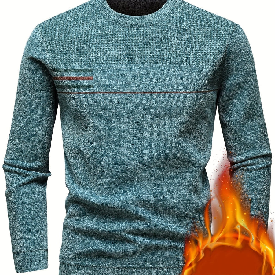 Herren Pullover Rundhals Rippstrick Optik Warm Winter