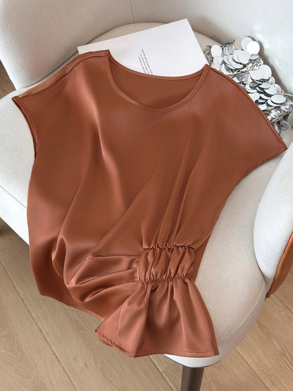 Damen Bluse mit Raffdetails und lockerem Schnitt – Eleganter Alltags- und Büro-Stil
