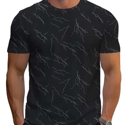 Herren T-Shirt mit modernem Blitzmuster – Stilvolles Freizeitshirt