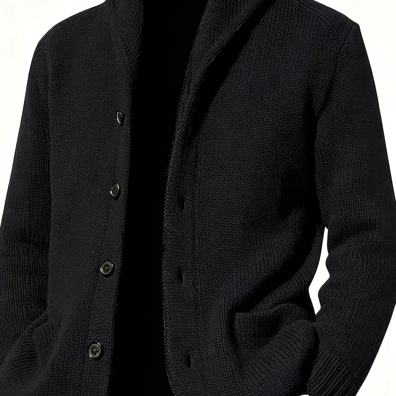 Herren Strickjacke Schalkragen Knopfleiste Dunkelblau Langarm