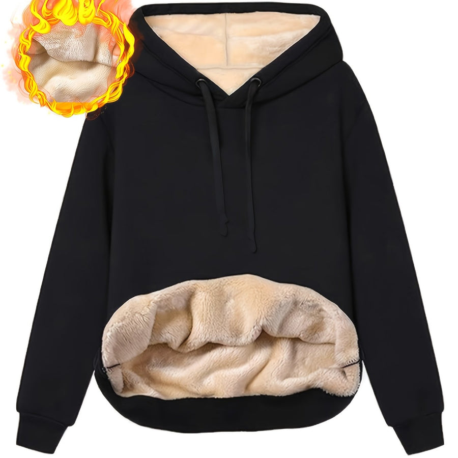 Unisex Hoodie mit Kapuze und Plüschfutter – Warmer Winter Pullover mit Kängurutasche