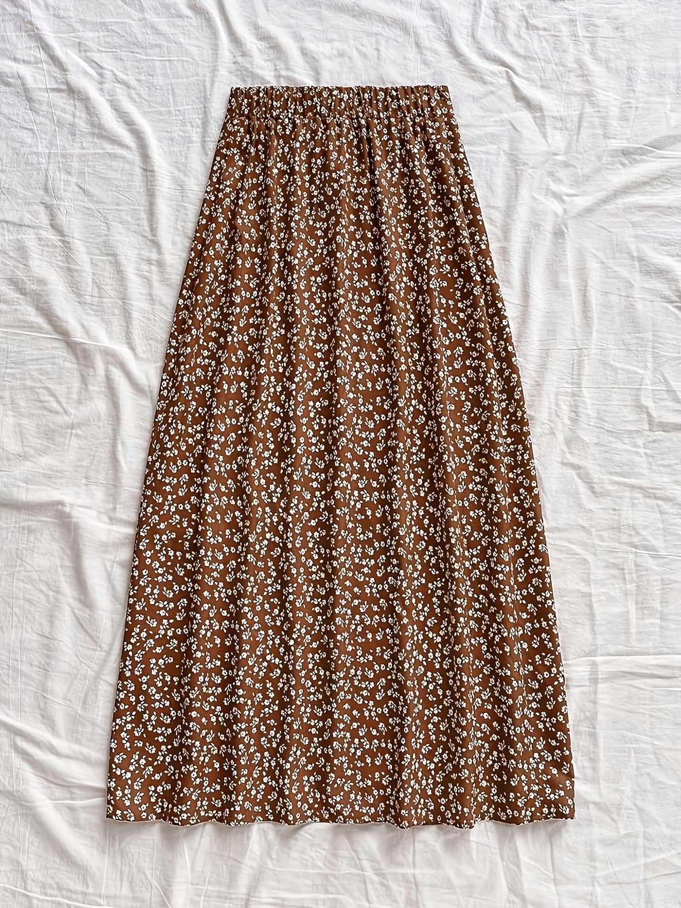 Damen Midi-Rock mit Blumenmuster und Schlitz – Eleganter Freizeitrock für Alltag & Ausgehen