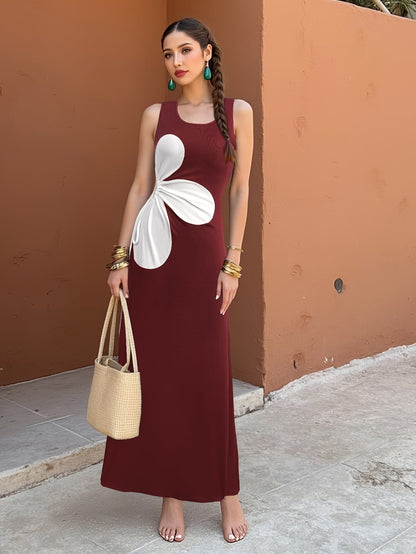 Damen Midikleid mit Blumen-Design und Cut-Out, modisch und figurschmeichelnd, ideal für Freizeit und Ausgehen