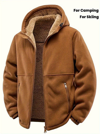 Herren Gefütterte Kapuzenjacke aus Fleece mit Reißverschluss