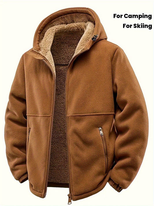Herren Gefütterte Kapuzenjacke aus Fleece mit Reißverschluss