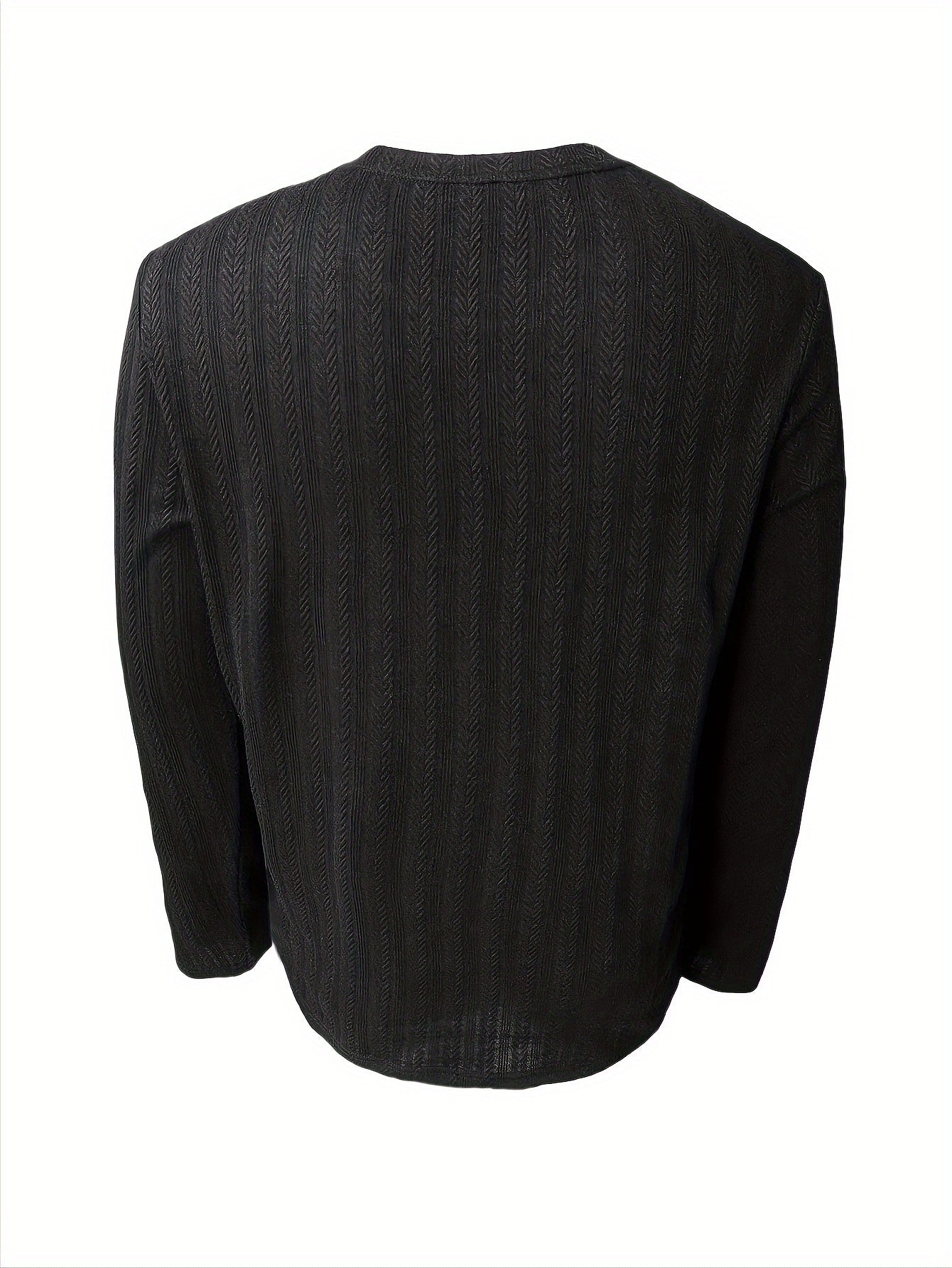 Herren Langarmshirt Slim Fit mit Strukturmuster Rundhals Weiß