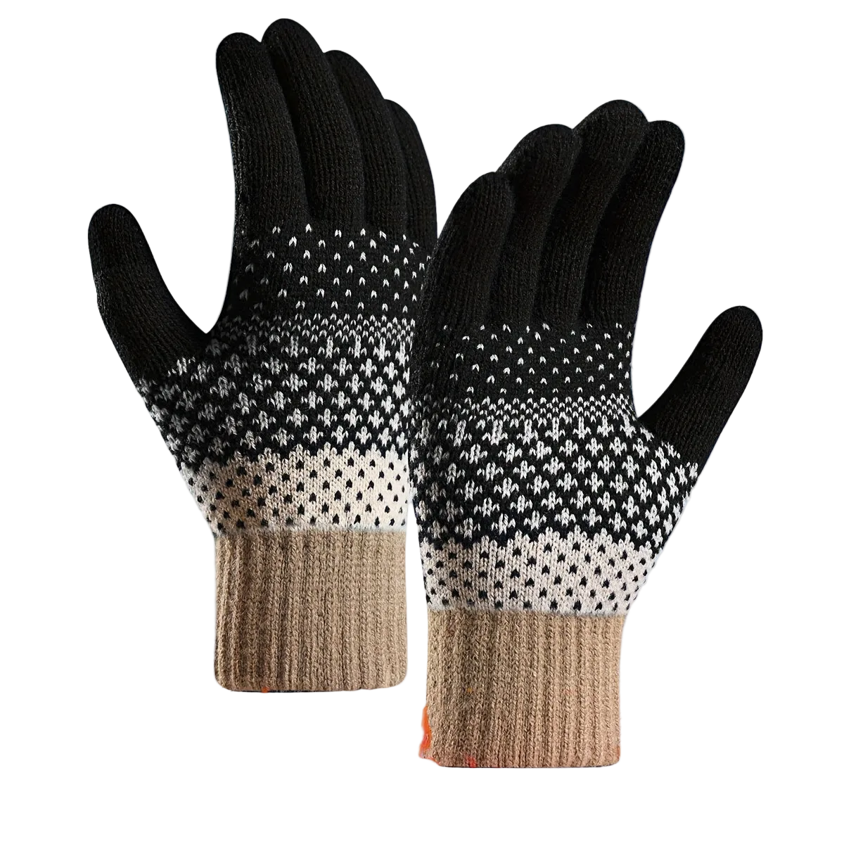 Winter Strickhandschuhe mit Muster in Gelb Weiß Grün Warme Touchscreen-Handschuhe für Damen & Herren