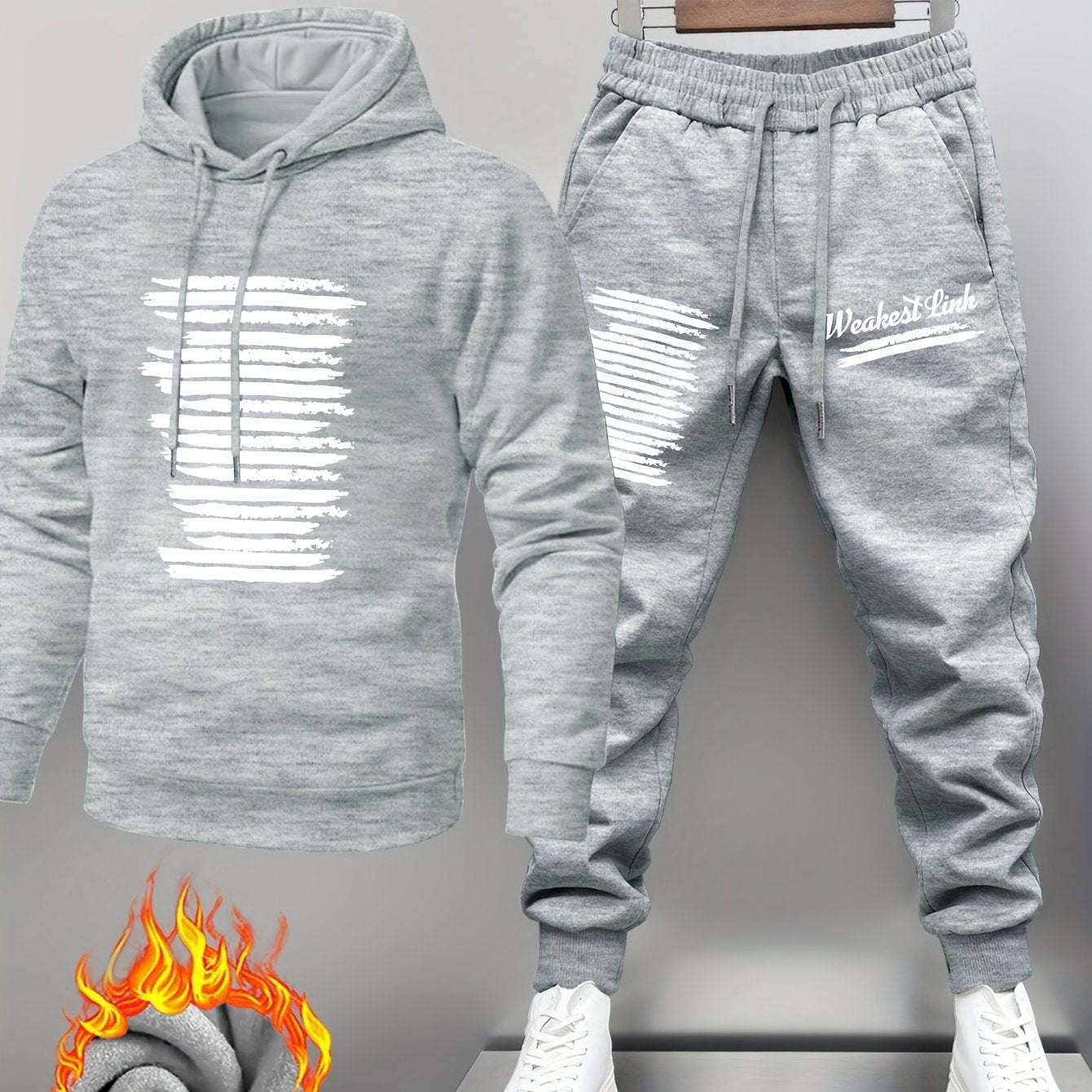 Unisex Trainingsanzug mit Kapuzenpullover & Jogginghose, weich gefüttert