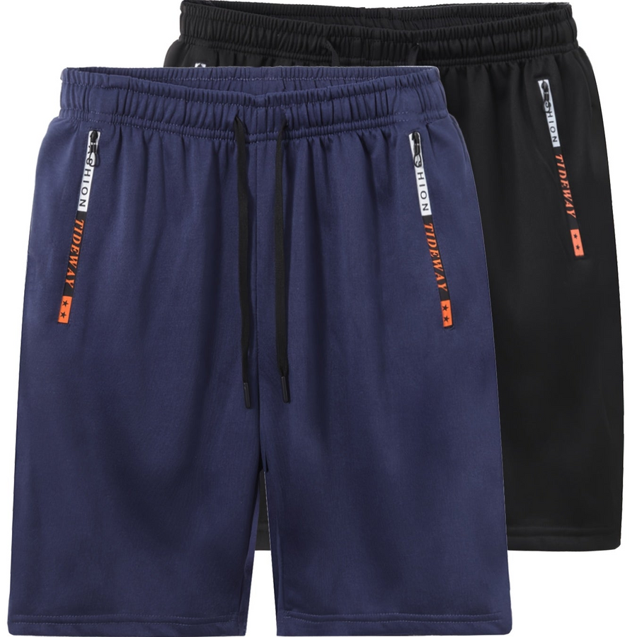Herren Trainingsshorts 2er-Pack – Sportliche Fitness- und Freizeit-Shorts mit Reißverschlusstaschen