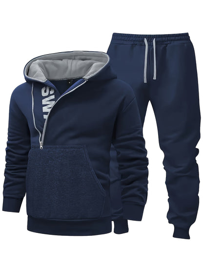 Herren Trainingsanzug mit Kapuzenpullover und Hose, Reißverschluss, Kordelzug, Langarm